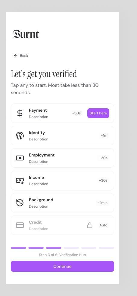 Burnt mobile applicant verification checklist